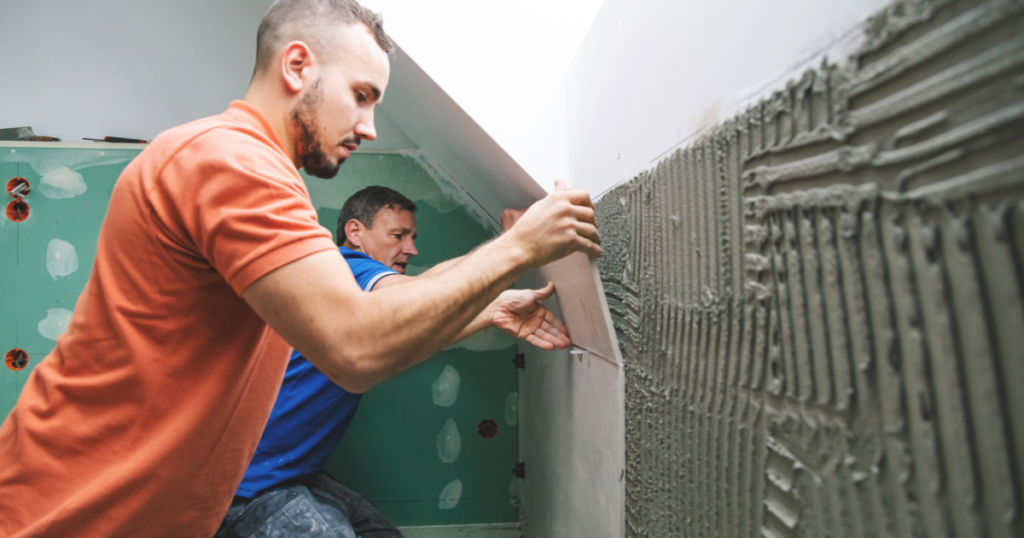 Men renovating a bathroom